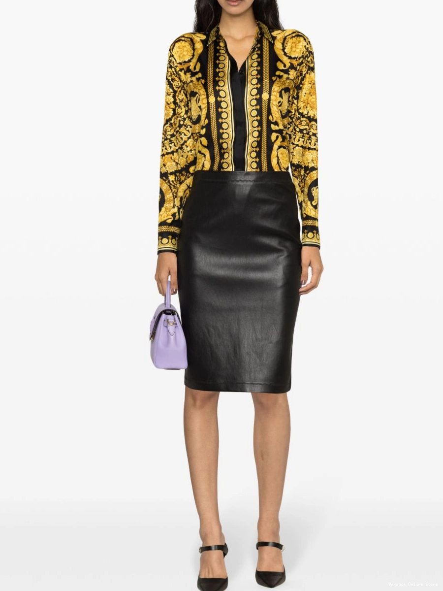 Affordable Women silk Heritage Barocco-print Versace shirt 0413